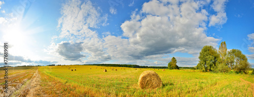 Fototapeta wieś pole siano lato pejzaż