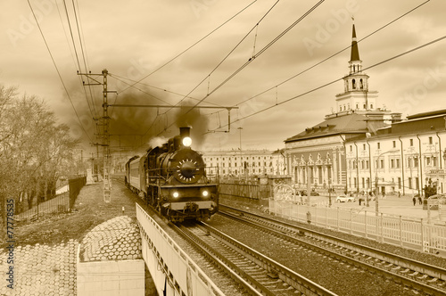 Fototapeta vintage retro lokomotywa
