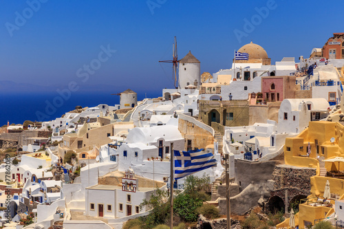 Plakat wioska grecja morze santorini seaview