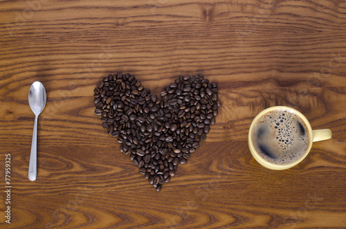 Fotoroleta ziarno serce kawiarnia kawa zdrowie
