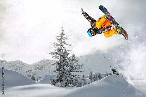 Plakat niebo sport snowboard słońce