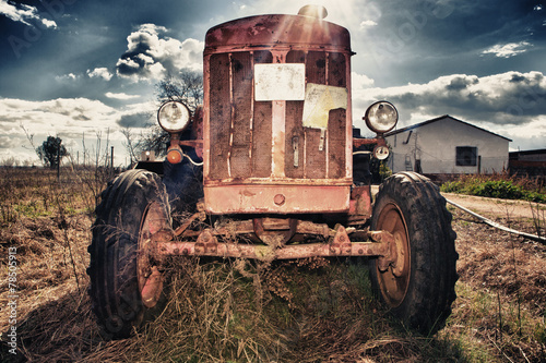 Fotoroleta pszenica traktor rolnictwo