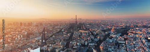 Plakat Paryż o zachodzie słońca