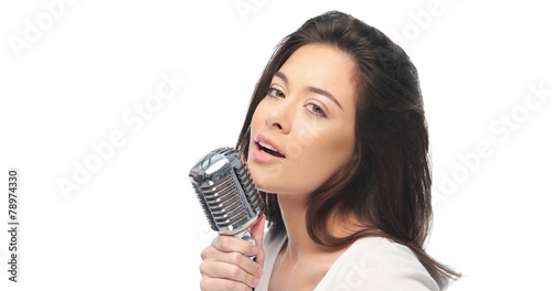 Fototapeta kobieta mikrofon muzyka śpiew