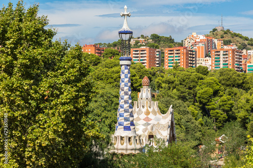 Obraz na płótnie lato park widok drzewa barcelona