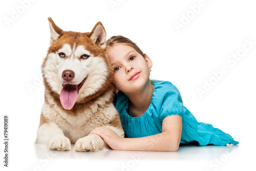 Fotoroleta dziewczynka pies dzieci ładny zwierzę