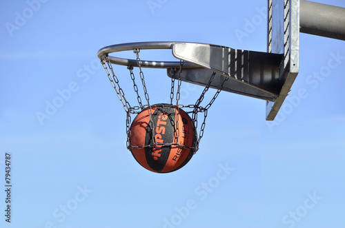 Plakat piłka sport niebo koszykówka rzut
