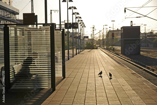 Plakat widok peron stacja kolejowa