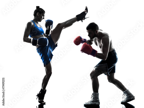 Naklejka kobieta mężczyzna para bokser