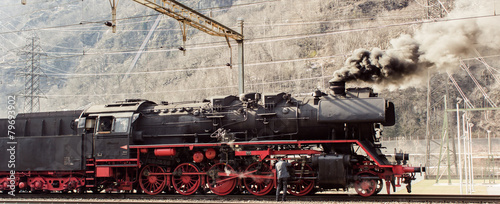 Fotoroleta lokomotywa parowa retro lokomotywa