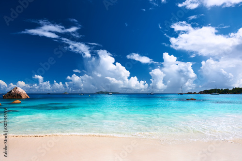 Obraz na płótnie Piękna plaża przy Seychelles