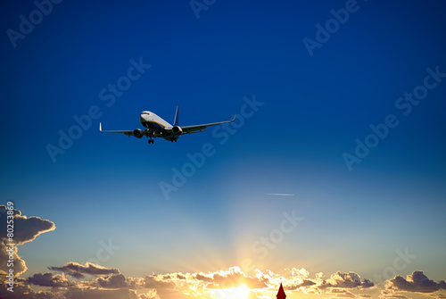 Naklejka samolot airbus odrzutowiec niebo transport