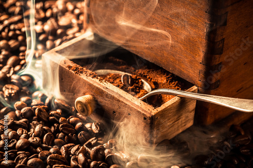 Obraz na płótnie młynek do kawy kawa jedzenie