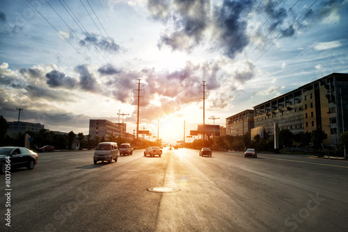 Fototapeta słońce droga miejski