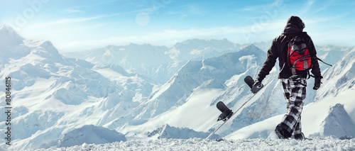 Fotoroleta zabawa pejzaż snowboarder