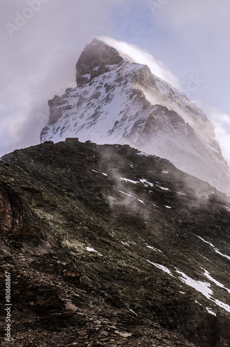 Naklejka szczyt natura matterhorn śnieg pejzaż