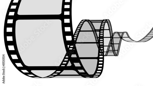 Naklejka 3D kaseta filmowa film na białym tle czarno-biały