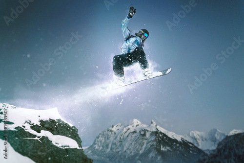 Naklejka snowboarder sporty ekstremalne mężczyzna snowboard sporty zimowe