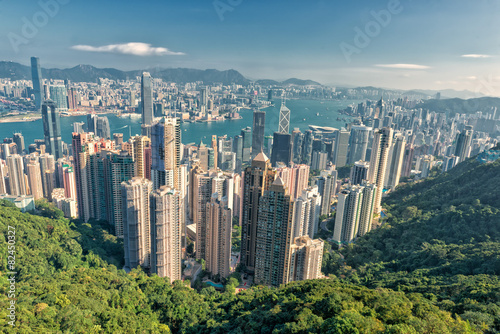Fotoroleta panorama chiny drapacz hongkong