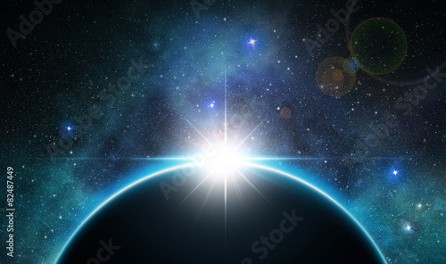 Plakat widok natura planeta gwiazda