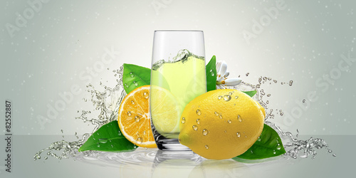 Plakat woda witamina owoc cytrus napój