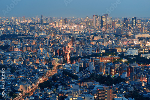 Fotoroleta azja zmierzch panorama tokio drapacz