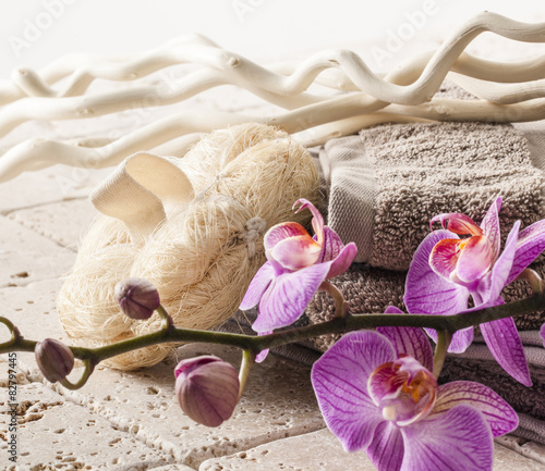 Plakat storczyk kwiat zen wellnes masaż