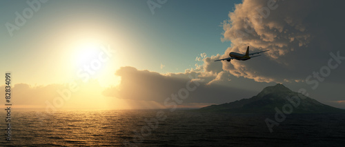 Fotoroleta niebo odrzutowiec słońce samolotem reaktor
