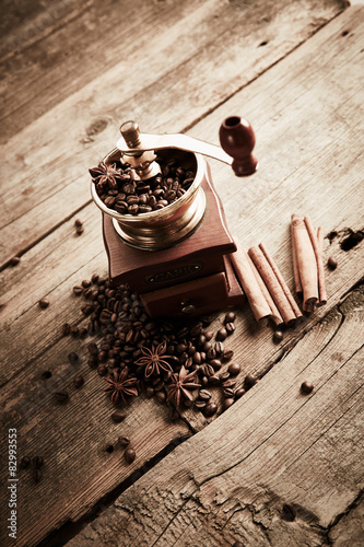 Naklejka młynek do kawy vintage napój arabian