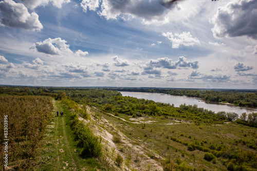 Fototapeta Aerial view - Vistula River near Kazimierz Dolny , Poland