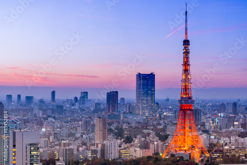Fotoroleta zmierzch japoński noc wieża niebo