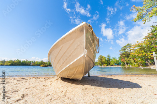 Fotoroleta brzeg lato łódź pejzaż