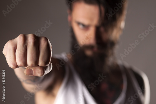 Fotoroleta twarz mężczyzna facet walczyć agresywne