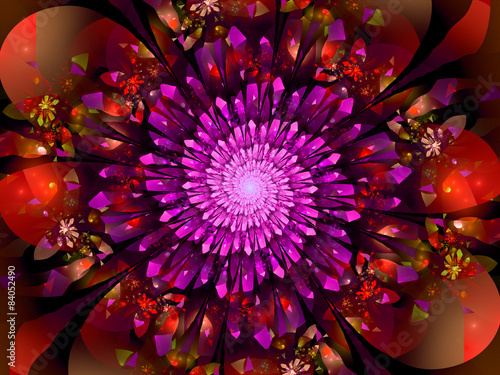 Fotoroleta fraktal 3D kwiat natura spirala