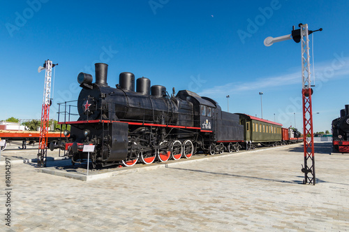 Naklejka stary retro muzeum lokomotywa