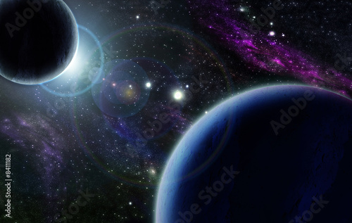 Plakat planeta astronauta spirala
