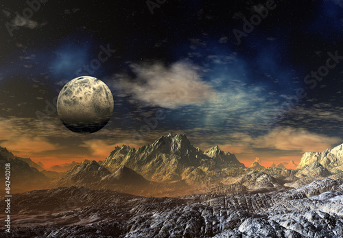 Plakat natura kosmos sztuka księżyc planeta