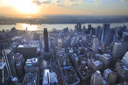Naklejka panorama amerykański manhatan śródmieście