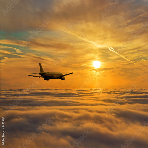 Naklejka airbus niebo widok odrzutowiec słońce