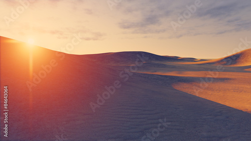 Plakat pustynia pejzaż słońce