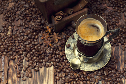 Obraz na płótnie vintage ziarno filiżanka kawa