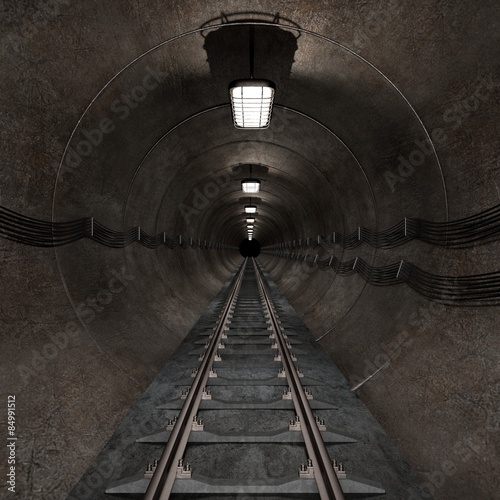 Naklejka 3D tunel metro