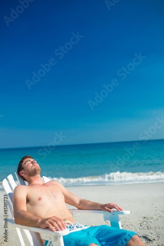 Naklejka słońce spokojny plaża leżak