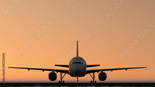 Obraz na płótnie samolot transport słońce odrzutowiec sylwetka
