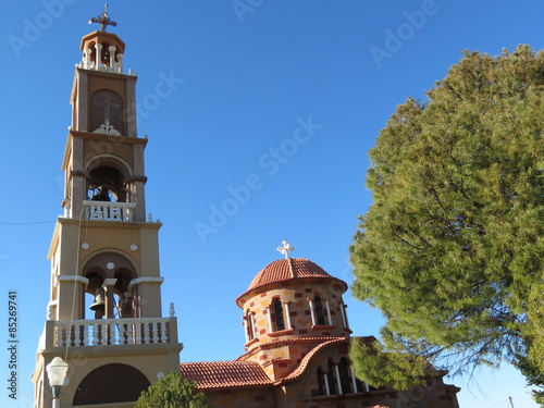 Fototapeta wieża kościelna grecja roślinność architektura kościół