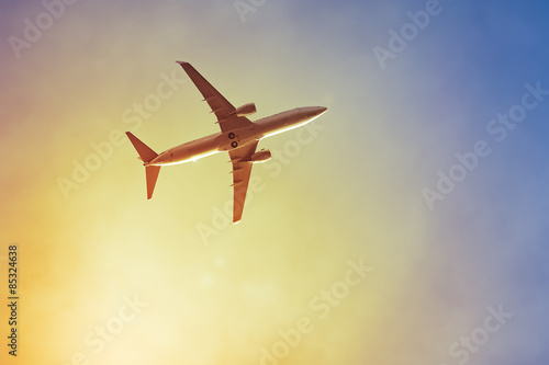 Naklejka airliner niebo transport nowoczesny lotnictwo
