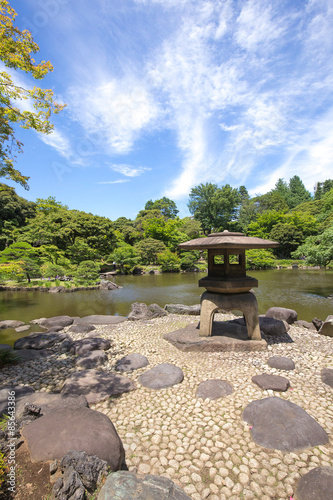 Fototapeta błękitne niebo krajobraz japonia park ogród japoński