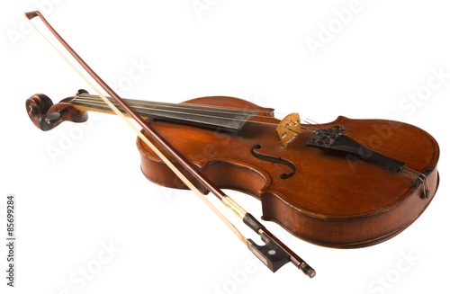Fotoroleta skrzypce muzyka zbliżenie na białym tle instrument muzyczny