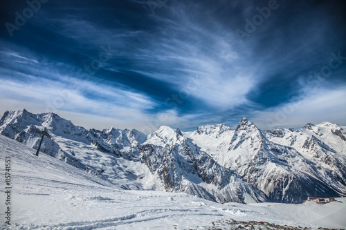 Plakat alpy śnieg góra panorama