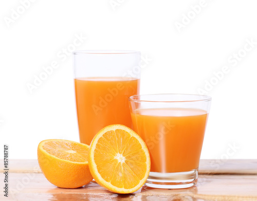 Fototapeta Orange juice isolated on  white